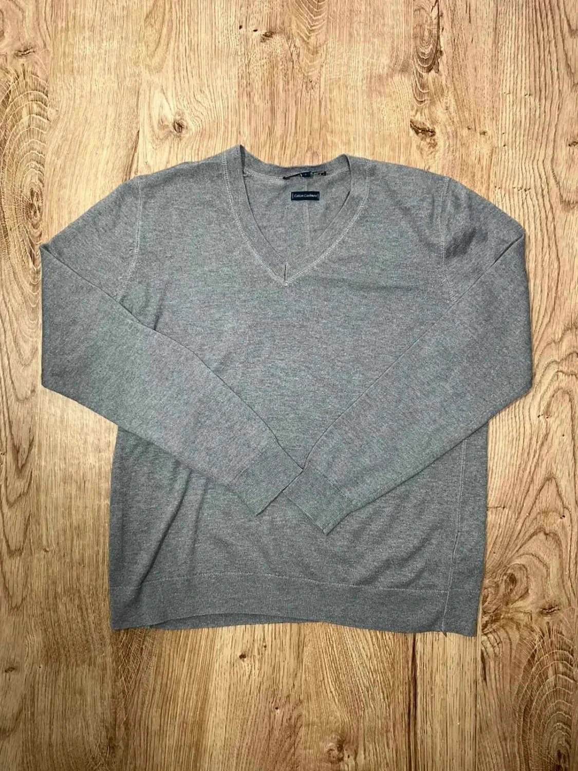 Pull Tommy Hilfiger V-neck Femme S coton cashmere Gris – photo 2
